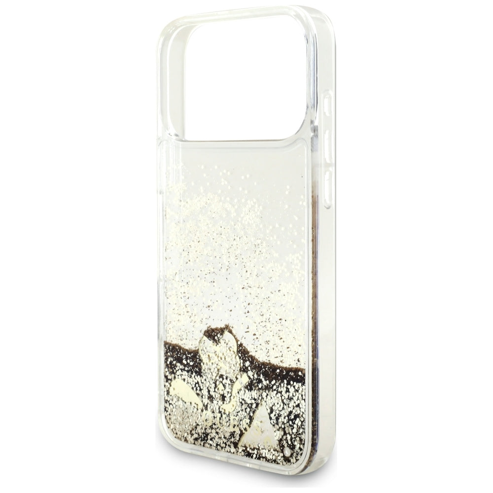 Husa de protectie Guess Liquid Glitter Charms compatibil cu iPhone 18 Pro / iPhone 17 Pro, Auriu