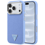 Husa de protectie Guess Grained Triangle Logo MagSafe compatibil cu iPhone 18 Pro / iPhone 17 Pro, Albastru