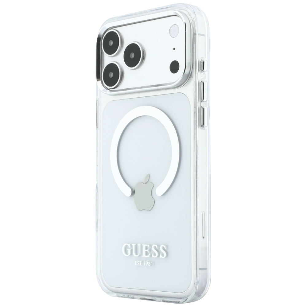 Husa de protectie Guess Metal Outline MagSafe compatibil cu iPhone 18 Pro Max / iPhone 17 Pro Max, Argintiu