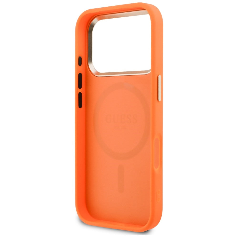 Husa de protectie Guess Leather Perforated 4G MagSafe compatibil cu iPhone 18 Pro / iPhone 17 Pro, Portocaliu