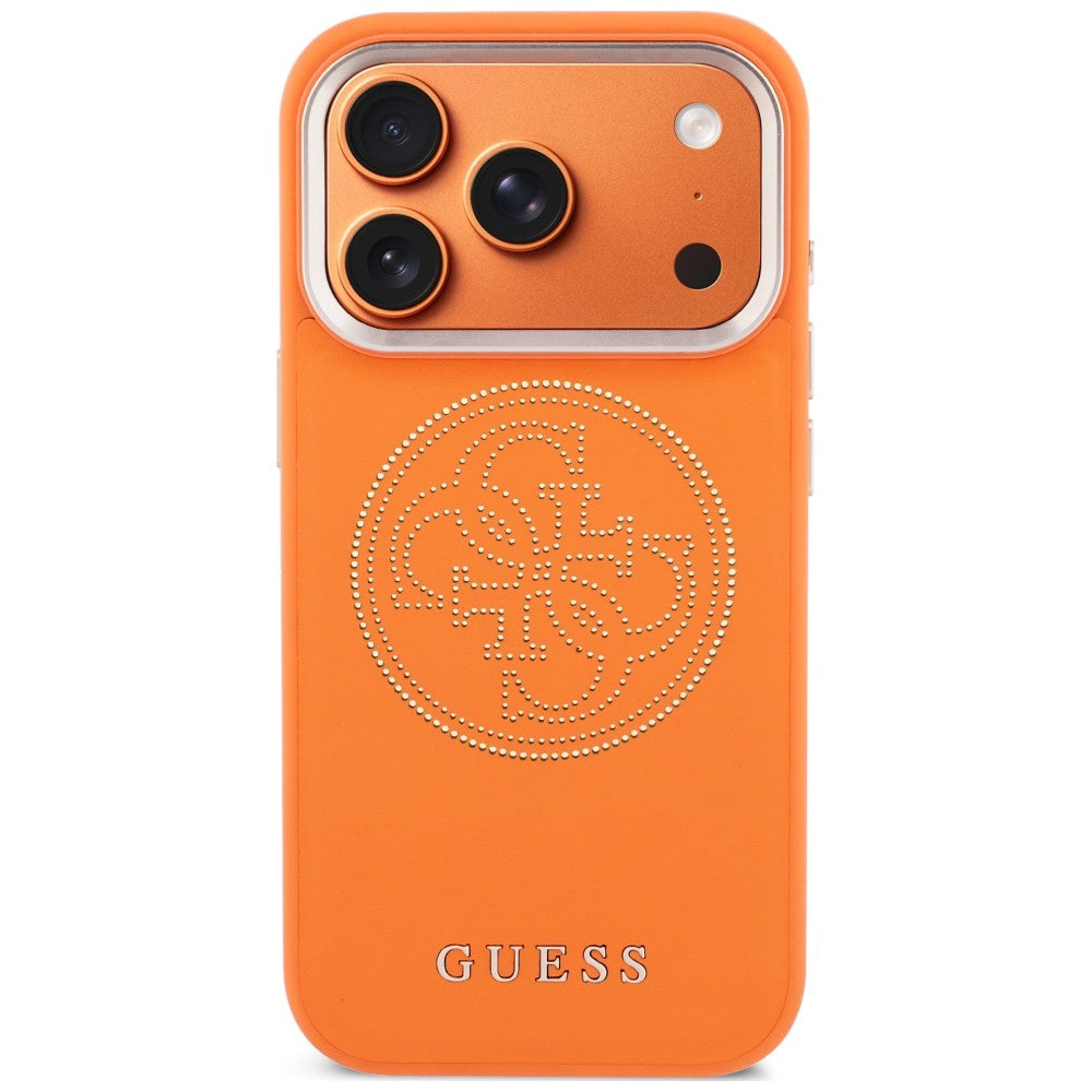 Husa de protectie Guess Leather Perforated 4G MagSafe compatibil cu iPhone 17 Pro Max / iPhone 18 Pro Max, Portocaliu