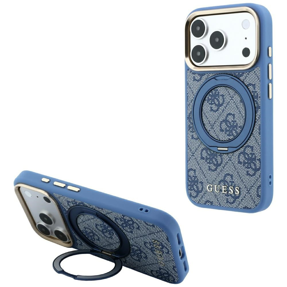Husa de protectie Guess Ring Stand 360 compatibil cu iPhone 18 Pro / iPhone 17 Pro, Albastru