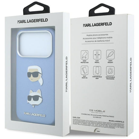 Husa de protectie Karl Lagerfeld Saffiano compatibil cu iPhone 18 Pro / iPhone 17 Pro, Albastru