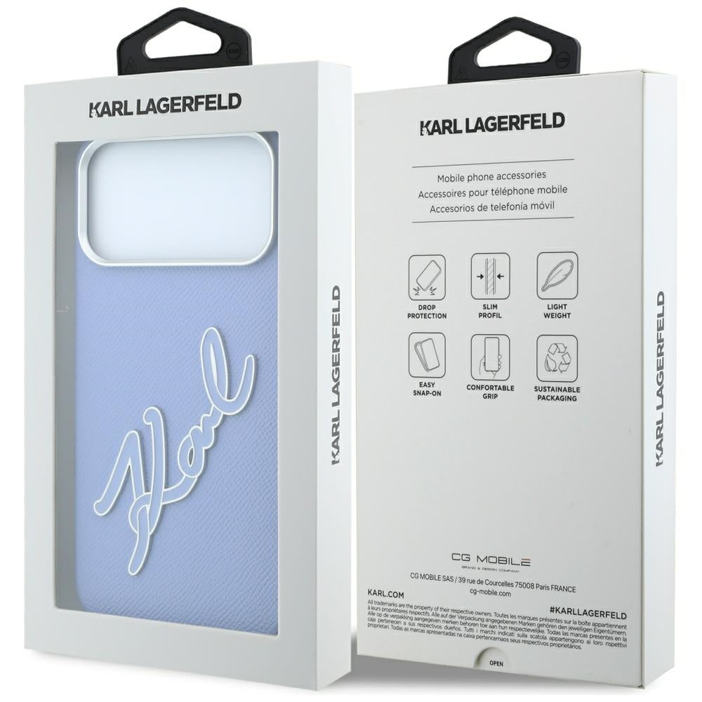 Husa de protectie Karl Lagerfeld compatibil cu iPhone 17 Pro Max / iPhone 18 Pro Max, Albastru