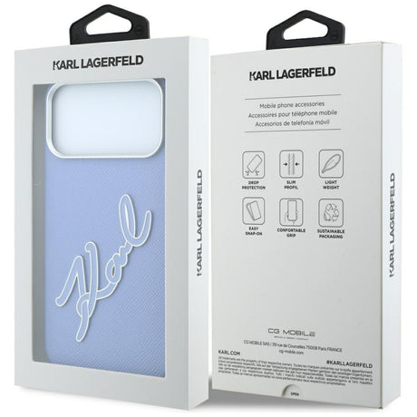 Husă Karl Lagerfeld pentru iPhone 17 Pro / iPhone 18 Pro, albastră