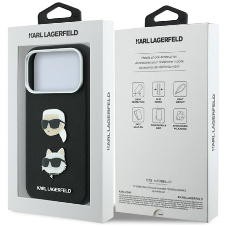 Husa de protectie Karl Lagerfeld Saffiano compatibil cu iPhone 18 Pro / iPhone 17 Pro, Negru