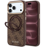 Husa de protectie Guess Ring Stand 360 compatibil cu iPhone 18 Pro Max / iPhone 17 Pro Max, Maro