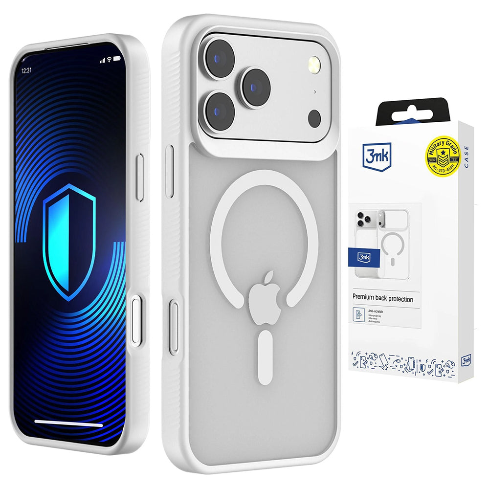 Husa de protectie 3mk Smoke MagCase compatibil cu iPhone 17 Pro / iPhone 18 Pro, Alb