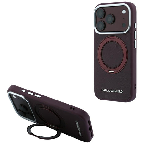Husa de protectie Karl Lagerfeld Saffiano compatibil cu iPhone 17 Pro / iPhone 18 Pro, Bordo