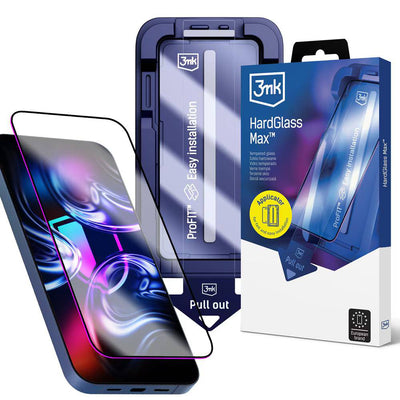 Folie de protectie 3mk HardGlass Max compatibil cu iPhone 17 Pro Max / iPhone 18 Pro Max, Negru