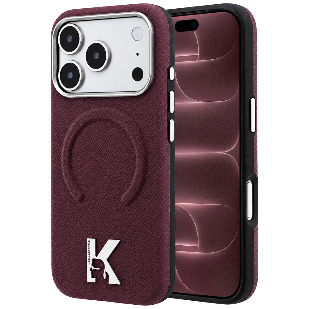 Husa de protectie Karl Lagerfeld compatibil cu iPhone 17 Pro Max / iPhone 18 Pro Max, Bordo