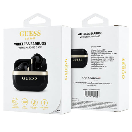Casti In-ear, BT, TWS - Guess Glossy Gold Line Classic (GUTWSN2HGGSK) - Black