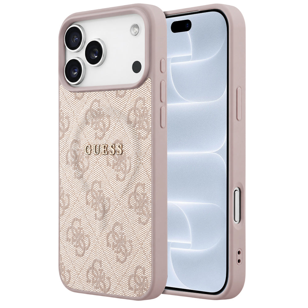 Husa de protectie Guess 4G Embossed Ring compatibil cu iPhone 18 Pro / iPhone 17 Pro, Roz