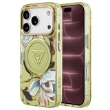 Husa de protectie Guess IML Metal Glitter Flowers Triangle compatibil cu iPhone 18 Pro Max / iPhone 17 Pro Max, Verde
