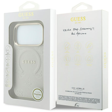 Husa de protectie Guess Saffiano compatibil cu iPhone 18 Pro / iPhone 17 Pro, Bej