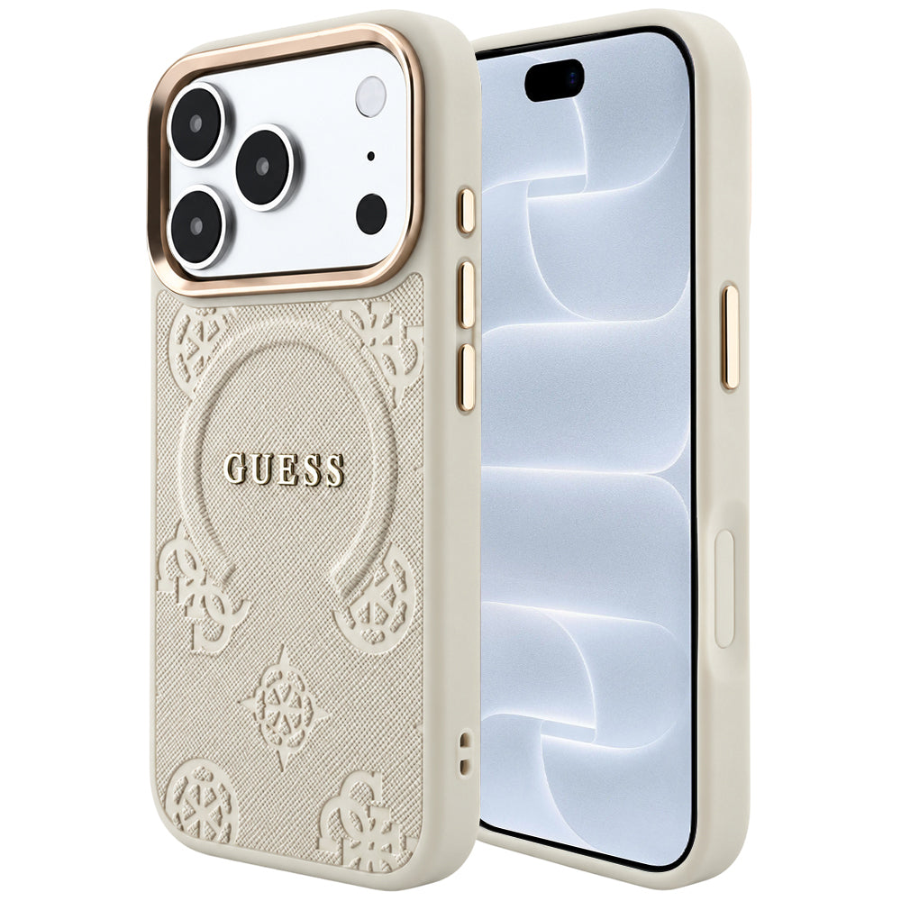 Husa de protectie Guess Saffiano compatibil cu iPhone 18 Pro / iPhone 17 Pro, Bej