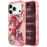 Husa de protectie Guess Glitter Blossom Roses compatibil cu iPhone 18 Pro Max / iPhone 17 Pro Max, Roz