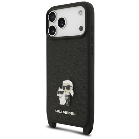 Husa de protectie Karl Lagerfeld Saffiano compatibil cu iPhone 18 Pro / iPhone 17 Pro, Negru