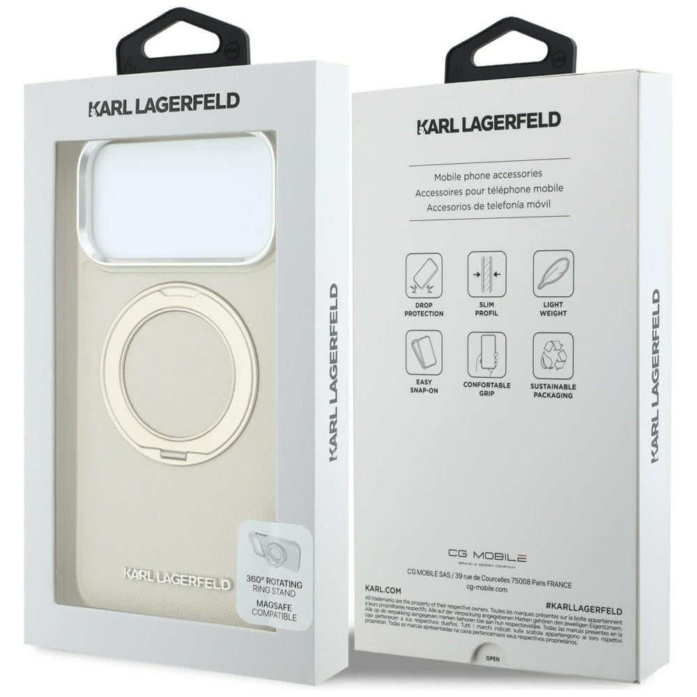 Husa de protectie Karl Lagerfeld Saffiano compatibil cu iPhone 18 Pro / iPhone 17 Pro, Bej