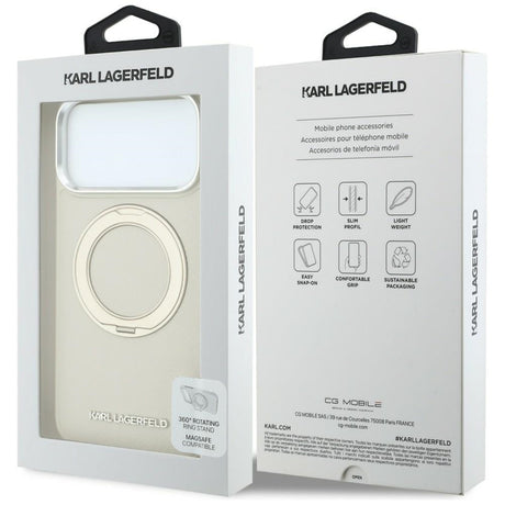 Husa de protectie Karl Lagerfeld Saffiano compatibil cu iPhone 18 Pro / iPhone 17 Pro, Bej