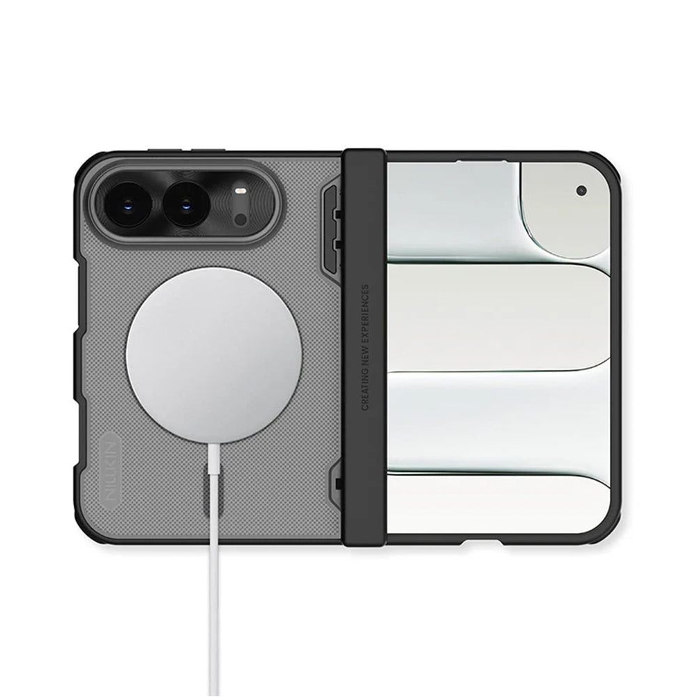 Husa de protectie Nillkin Super Frosted Shield Fold Magnetic compatibil cu iPhone Duo, Negru Transparent