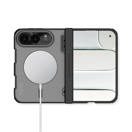 Husa de protectie Nillkin Super Frosted Shield Fold Magnetic compatibil cu iPhone Duo, Negru Transparent
