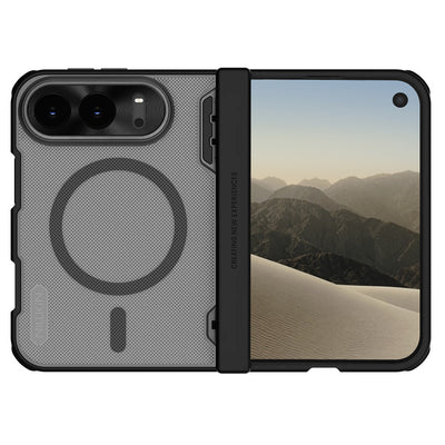 Husa de protectie Nillkin Super Frosted Shield Fold Magnetic compatibil cu iPhone Duo, Negru Transparent