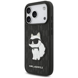 Husa de protectie Karl Lagerfeld Saffiano Mono Patch compatibil cu iPhone 17 Pro / iPhone 18 Pro, Negru