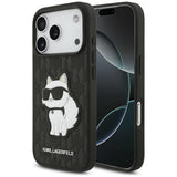 Husa de protectie Karl Lagerfeld Saffiano Mono Patch compatibil cu iPhone 17 Pro / iPhone 18 Pro, Negru