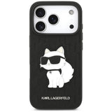 Husa de protectie Karl Lagerfeld Saffiano Mono Patch compatibil cu iPhone 17 Pro / iPhone 18 Pro, Negru