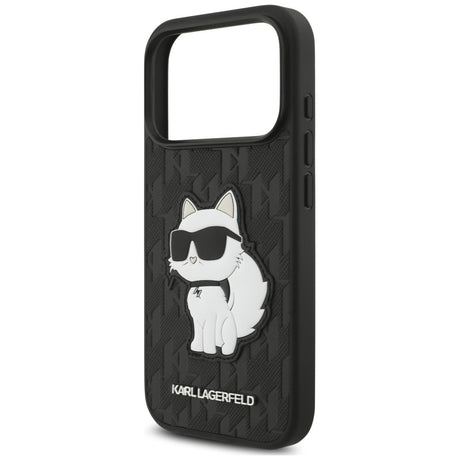 Husa de protectie Karl Lagerfeld Saffiano Mono Patch compatibil cu iPhone 17 Pro / iPhone 18 Pro, Negru