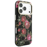 Husa de protectie Guess Blossom Roses Print compatibil cu iPhone 18 Pro / iPhone 17 Pro, Negru