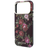 Husa de protectie Guess Blossom Roses Print compatibil cu iPhone 18 Pro / iPhone 17 Pro, Bordo