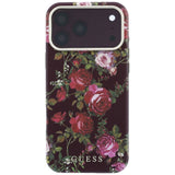 Husa de protectie Guess Blossom Roses Print compatibil cu iPhone 18 Pro / iPhone 17 Pro, Bordo