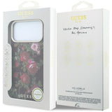 Husa de protectie Guess Blossom Roses Print compatibil cu iPhone 18 Pro / iPhone 17 Pro, Bordo