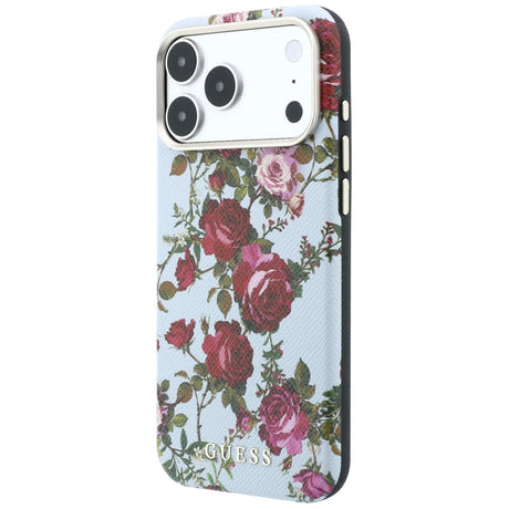 Husa de protectie Guess Blossom Roses Print compatibil cu iPhone 17 Pro Max / iPhone 18 Pro Max, Albastru
