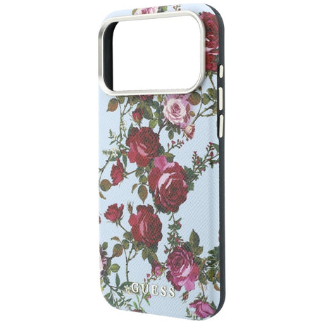 Husa de protectie Guess Blossom Roses Print compatibil cu iPhone 17 Pro Max / iPhone 18 Pro Max, Albastru