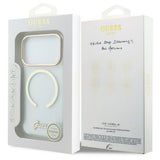 Husa de protectie Guess IML Script Metal MagSafe compatibil cu iPhone 18 Pro / iPhone 17 Pro, Transparent