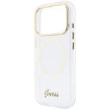 Husa de protectie Guess IML Script Metal MagSafe compatibil cu iPhone 18 Pro Max / iPhone 17 Pro Max, Transparent