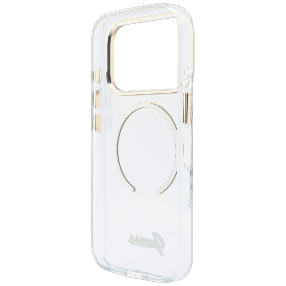 Husa de protectie Guess IML Script Metal MagSafe compatibil cu iPhone 18 Pro Max / iPhone 17 Pro Max, Transparent
