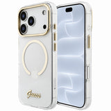Husa de protectie Guess IML Script Metal MagSafe compatibil cu iPhone 18 Pro / iPhone 17 Pro, Transparent