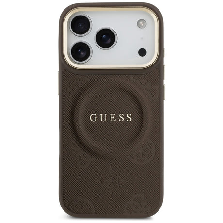 Husa de protectie Guess Saffiano compatibil cu iPhone 18 Pro Max / iPhone 17 Pro Max, Maro