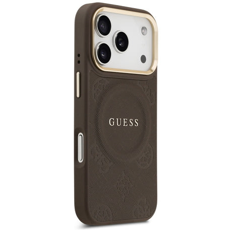 Husa de protectie Guess Saffiano compatibil cu iPhone 18 Pro Max / iPhone 17 Pro Max, Maro