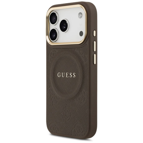 Husa de protectie Guess Saffiano compatibil cu iPhone 18 Pro Max / iPhone 17 Pro Max, Maro