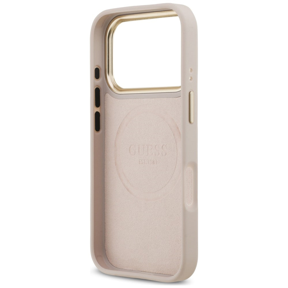 Husa de protectie Guess Hardcase 4G Logo Plate compatibil cu iPhone 18 Pro Max / iPhone 17 Pro Max, Roz