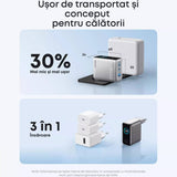 Incarcator Anker (B121BG41), 2x USB-C + USB, 100W, Fast Charge, Argintiu