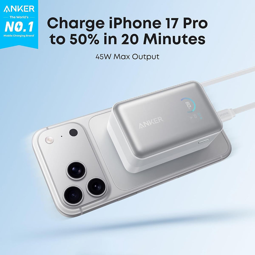 Baterie externa Anker Nano (A1638H21), 10000mAh, USB-C / USB, 45W, Alb