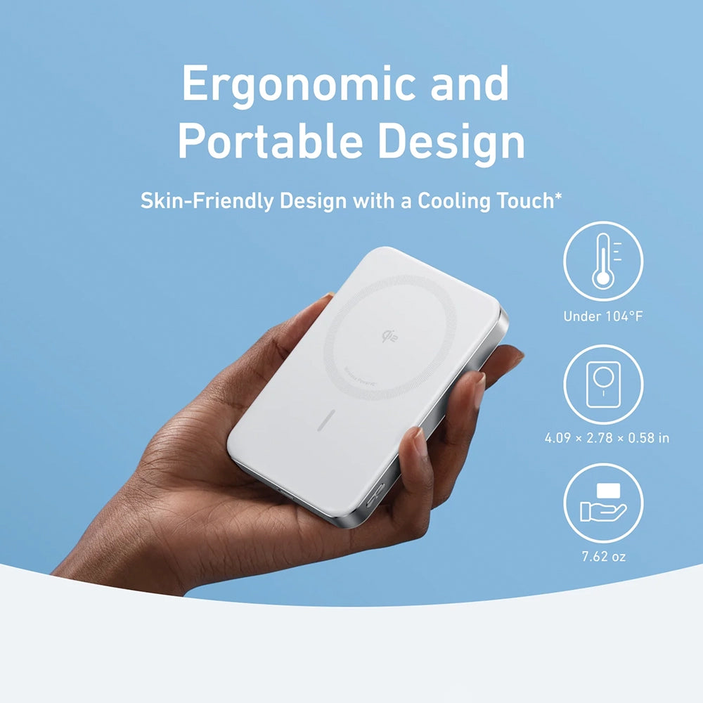 Baterie externa Anker MagGo Slim (A1664H21), 10000mAh, Type-C, Qi2 15W, Alb