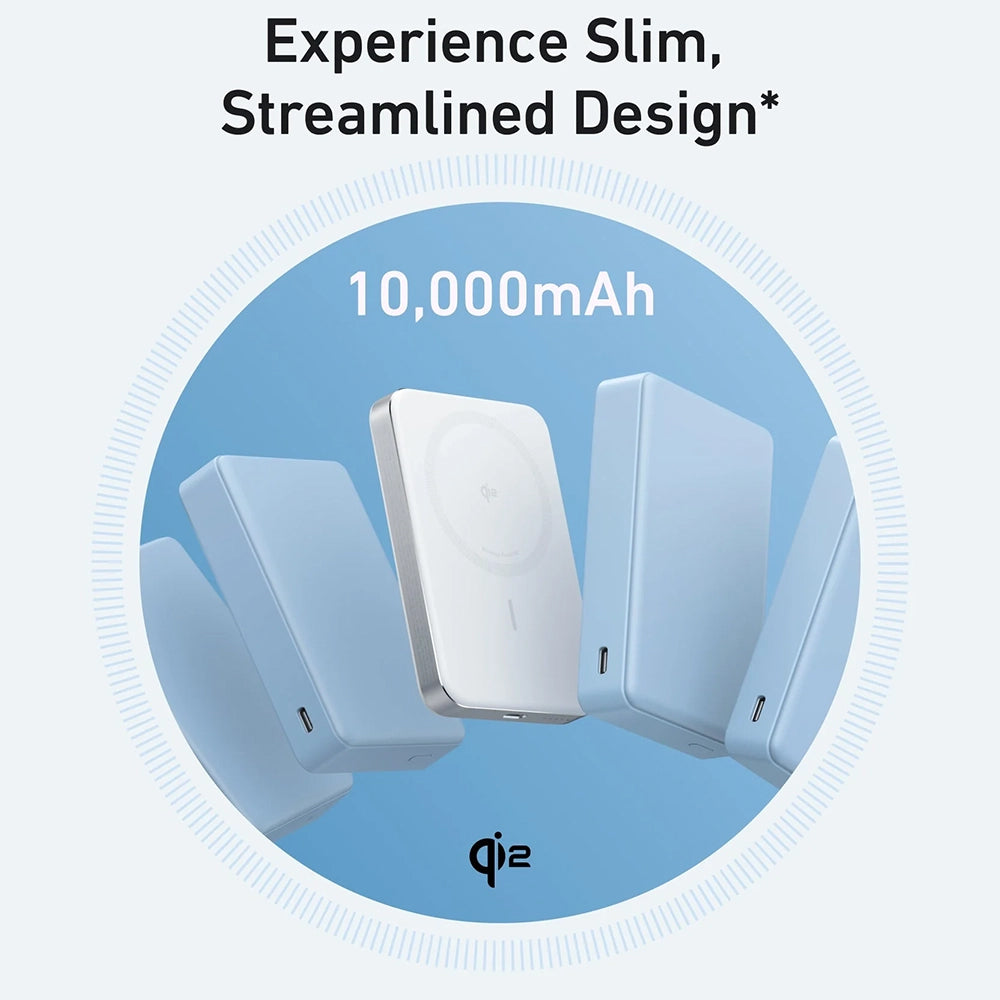Baterie externa Anker MagGo Slim (A1664H21), 10000mAh, Type-C, Qi2 15W, Alb