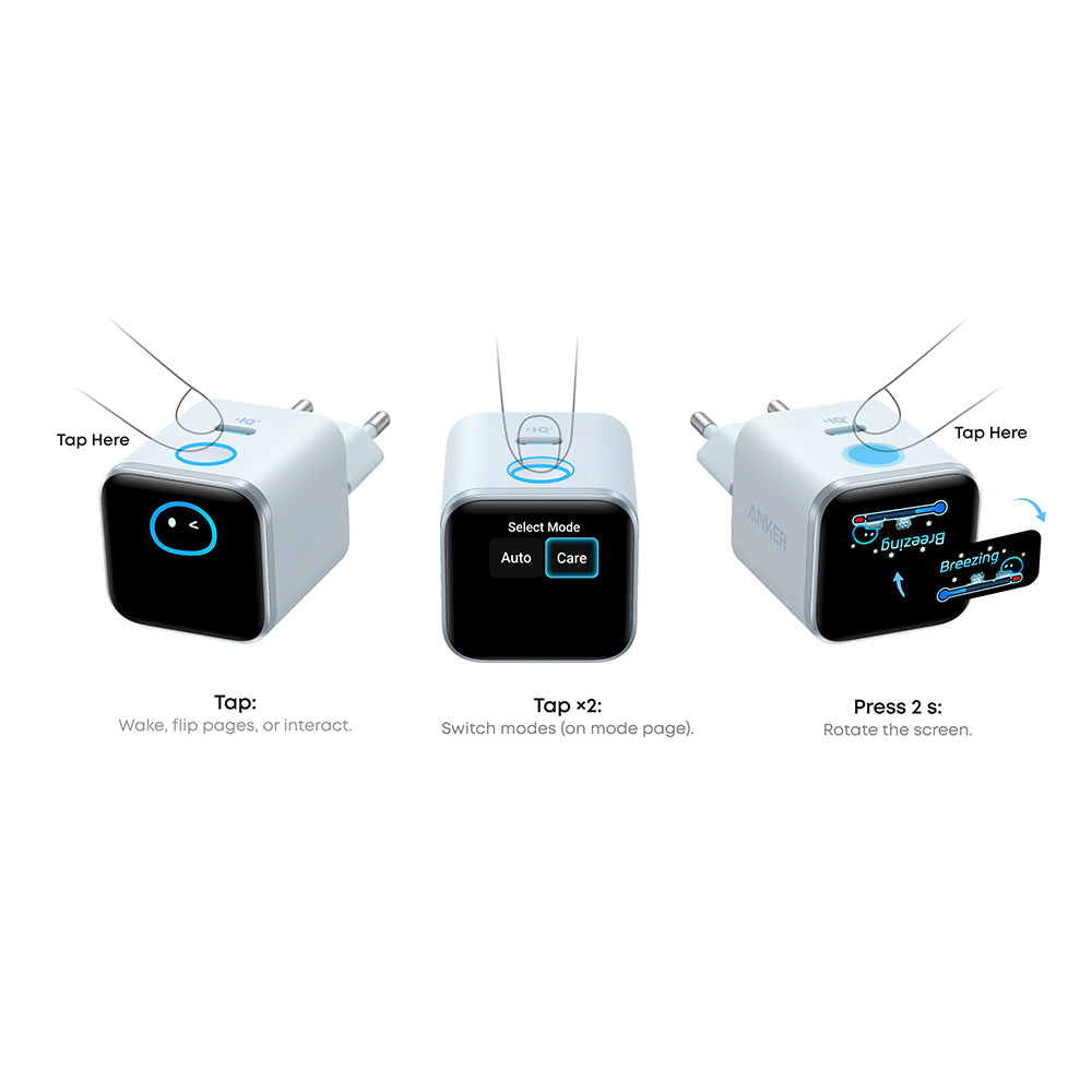 Incarcator Anker (A121DG31), Type-C, 45W GaN, Fast Charge, Albastru
